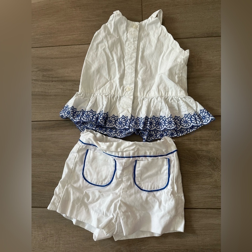Girls Janie and Jack bundle nautical shorts and white and blue matching set - Picture 8 of 8